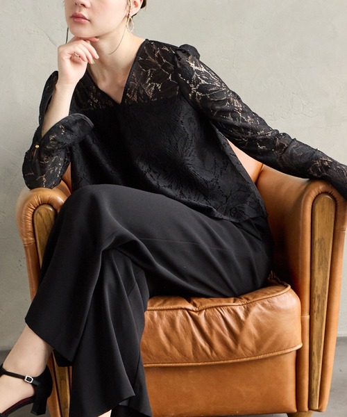 AIMER（エメ） パンツドレス 「WEB限定」レースブラウス×ワイドパンツ