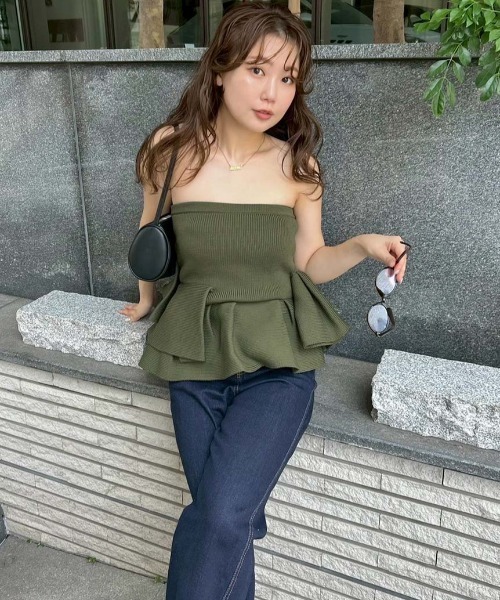 styling/（スタイリング） ニット セーター ラッフルニットベアトップ
