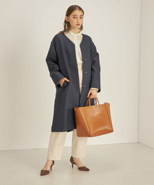 SHIPS（シップス） ノーカラーコート コート トリプルクロス ノー