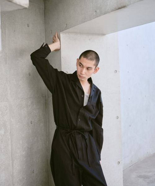 Camphor wood オールインワン open collar belted assort l/s jump