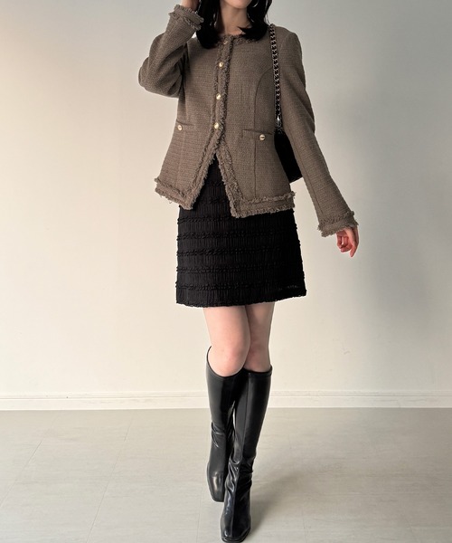 JUNOAH（ジュノア） ジャケット ノーカラージャケット 金ボタン