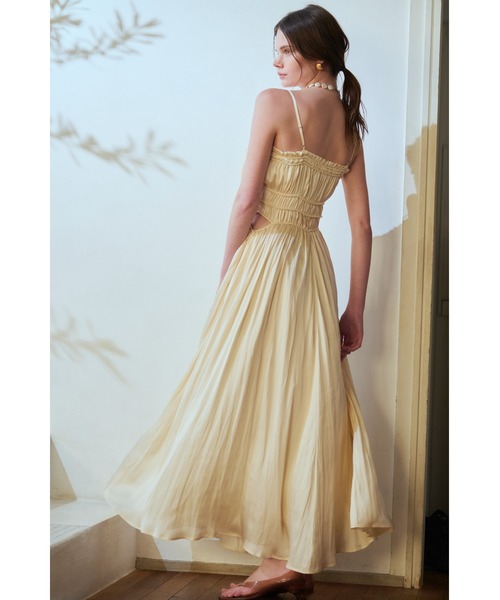 Estella.K ワンピース Julia Satin Long Dress シャーリングサテン