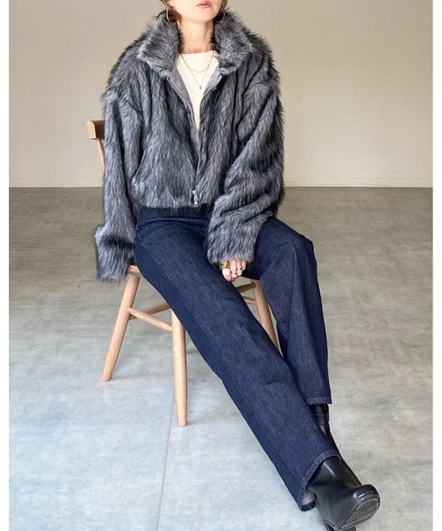 She's Closet ブルゾン アウター スタンドネックショート丈ダブル