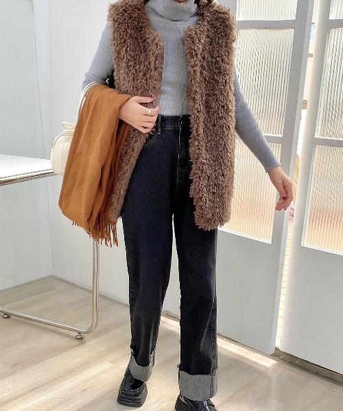 SHEENA（シーナ） ベスト ジレ 中綿キルティングエコファーベスト