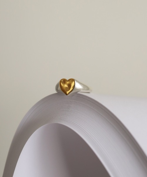TEN. 指輪 リング SILVER925 18KGP ハートシグネットリング レディース