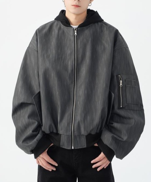 link lot ma1 ma-1 「25年秋冬新作」フェイクレイヤードダブルジップ