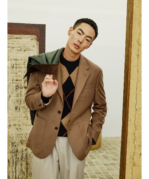 ジャケット テーラードジャケット GOOVI ウールサキソニー 無地 メンズ