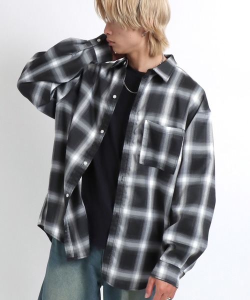シャツ オンブレチェックシャツ メンズ レディース ユニセックス/長袖