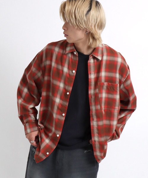 シャツ オンブレチェックシャツ メンズ レディース ユニセックス/長袖