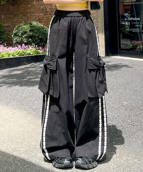 Riff（リフ） カーゴパンツ リボンポケットレースラインカーゴパンツ