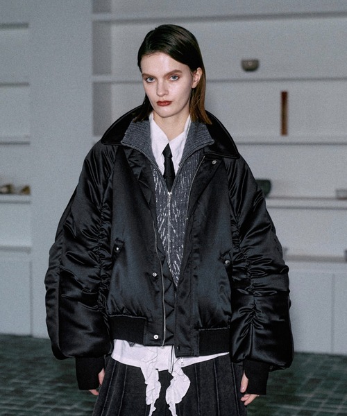 ブルゾン アウター Vintage satin gather blouson / ヴィンテージ