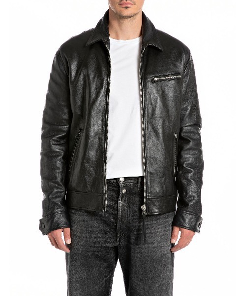 REPLAY（リプレイ） 革ジャン ライダース ベジタブルダイ シープレザー