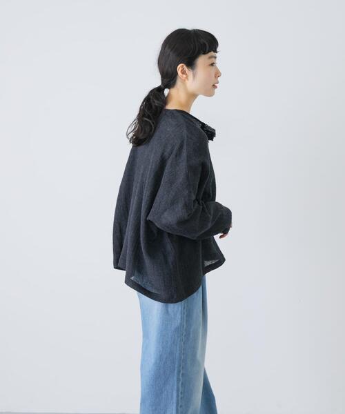 かぐれ ブラウス シャツ ウールワイドフリルプルオーバー レディース
