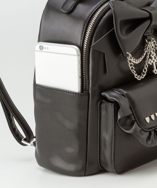 DearMyLove デイバック リュック リボンチェーンフリルハートスタッズ