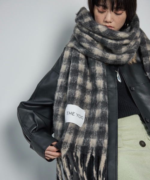 THE Yon マフラー ストール ギンガムチェックビッグマフラー