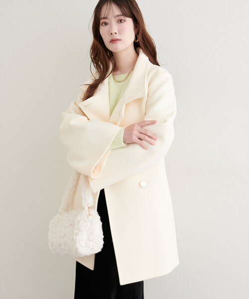 natural couture コート アウター 「ako」スタンドカラーミドル丈