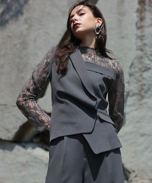 Callarus パンツドレス 「オケージョン対応」アシメテーラードデザイン