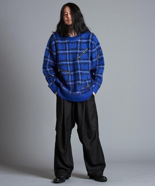 NO ID.（ノーアイディー） セーター ニット mn3067- ZIPチェックニット