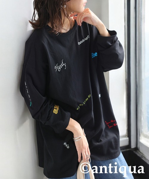 antiqua（アンティカ） tシャツ 刺繍ロンT レディース : ZOZOTOWN