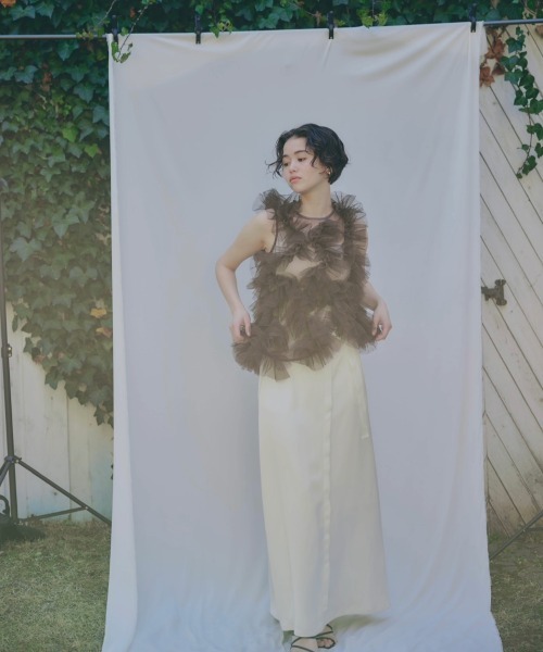 NOTRE emor（ノートルエモア） ブラウス シャツ asymmetry tulle tops