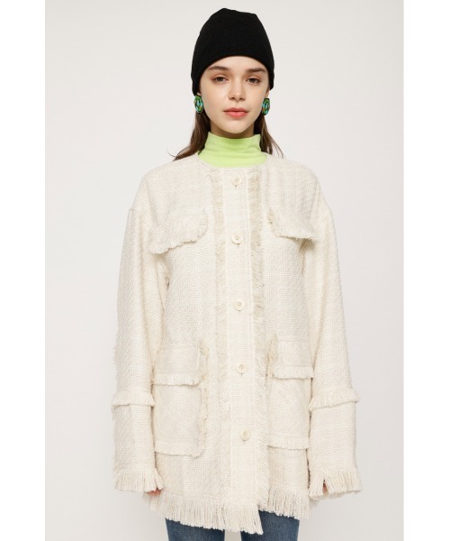 SLY（スライ） ジャケット ノーカラージャケット SPRING TWEED FRINGE