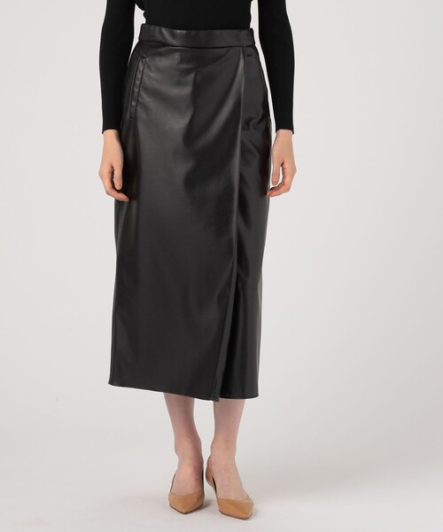 Ballsey（ボールジィ） スカート レザーライククロス ラップマキシ