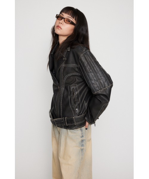 LAGUA GEM（ラグアジェム） レザージャケット ライダース BELTED OVER