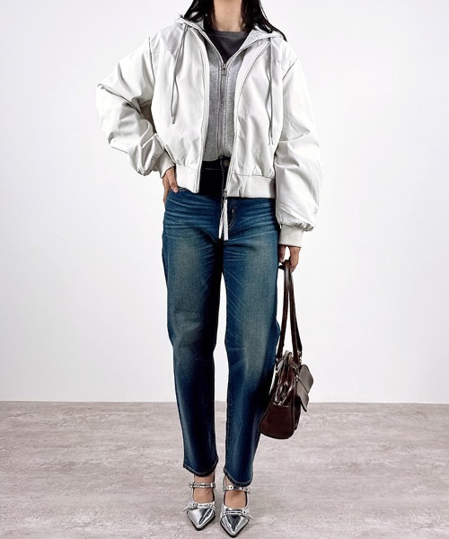 CLOTHY ma1 ma-1 「フーディ重ね着風デザインで抜け感」スウェット