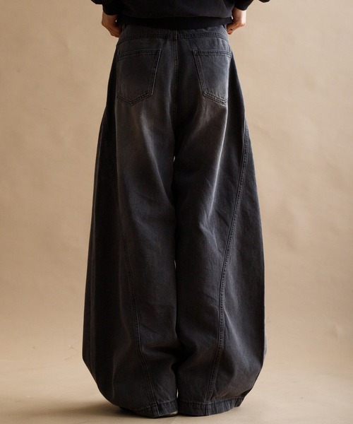 ジーンズ 「EPNK」Curve damage denim pants / カーブダメージデニム