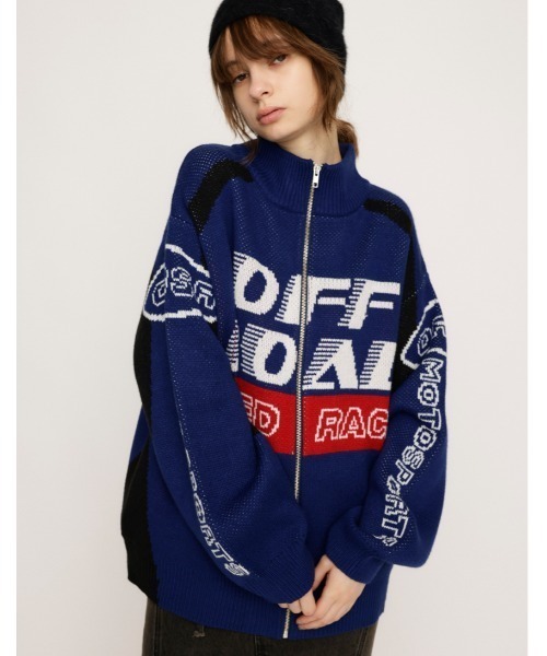 SLY（スライ） カーディガン LOGO JQ ZIP UP C/D ロゴ ジャガード