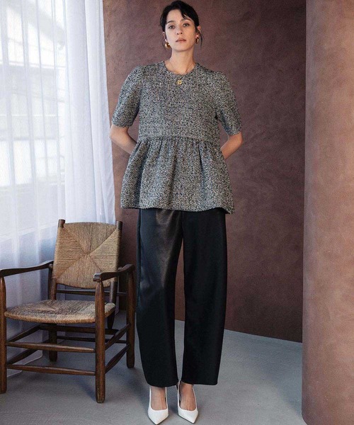 ELFRANK ブラウス シャツ 「2026SS」ツイード ペプラム チュニック