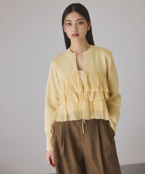 ADAM ET ROPE'（アダムエロペ） カーディガン 「サステナブル」フリル