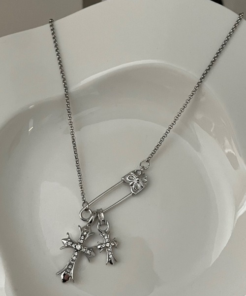 NO WAY ネックレス /ダブルクロス安全ピンモチーフネックレス（MA