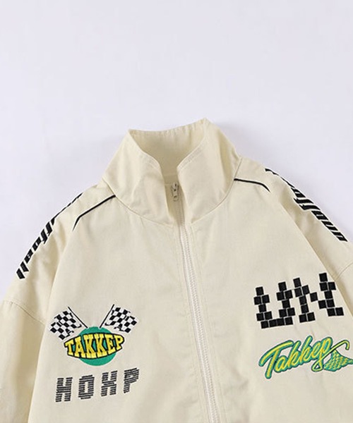 ブルゾン アウター 「HOOK」アメカジワッペン刺繍レーシングブルゾン