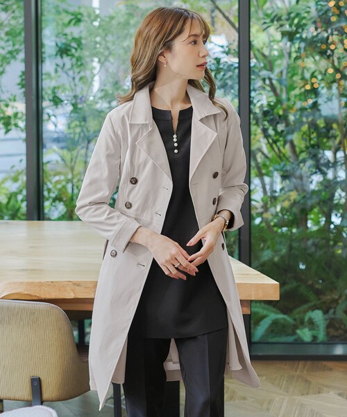 Tiaclasse トレンチコート コート リボンベルト付きトレンチコート