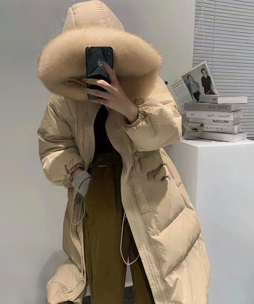 LOWO ダウンコート ダウンジャケット ロングダウンコート ファー