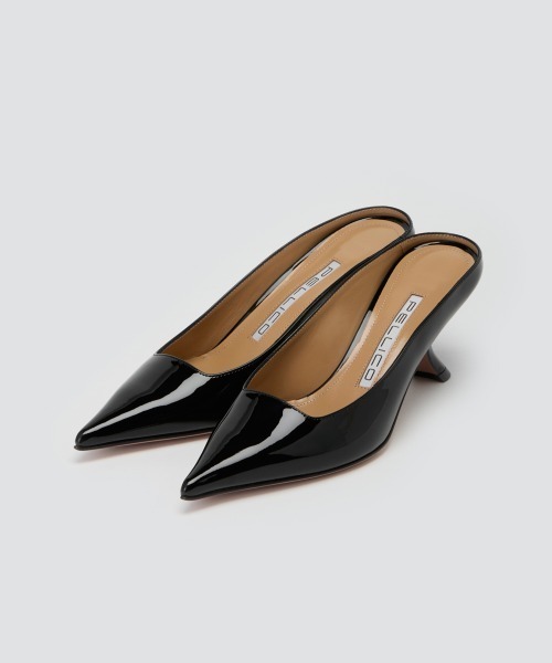 PELLICO（ペリーコ） サンダル CUORE エナメルミュール 6.5cm BLACK