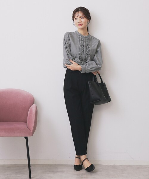 index（インデックス） ブラウス シャツ バンドカラーフリルブラウス