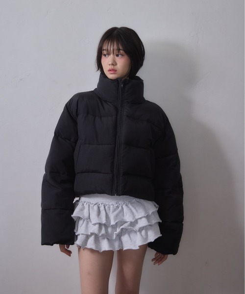 Smyeon ダウンコート ダウンジャケット Stand collar short volume