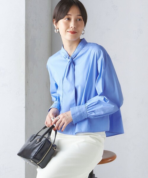 SHIPS（シップス） ブラウス シャツ 「手洗い可能」ブロード ボウタイ