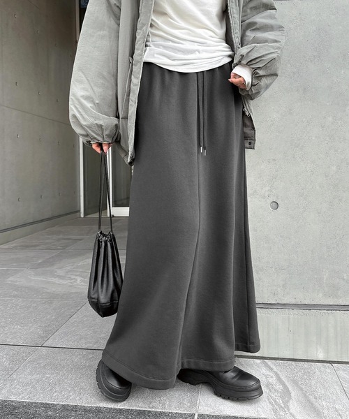 andme（アンドミー） スカート 裏起毛スウェットロングマキシスカート