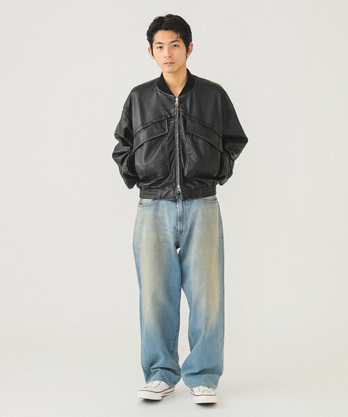BEAMS（ビームス） 革ジャン ライダース ユーズド加工 レザー ショート