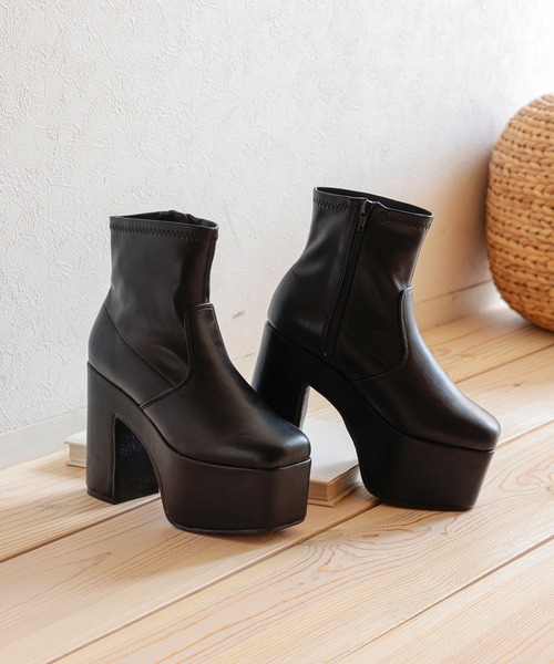 Newlyme（ニューリーミー） ブーツ 12cm厚底ストレッチショートブーツ