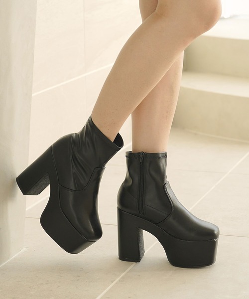 Newlyme（ニューリーミー） ブーツ 12cm厚底ストレッチショートブーツ