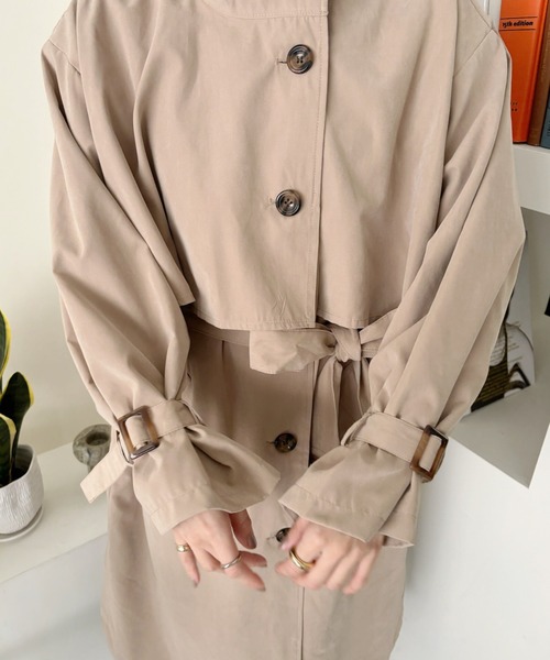 Ada. トレンチコート コート ウエストベルト付き スタンドカラー