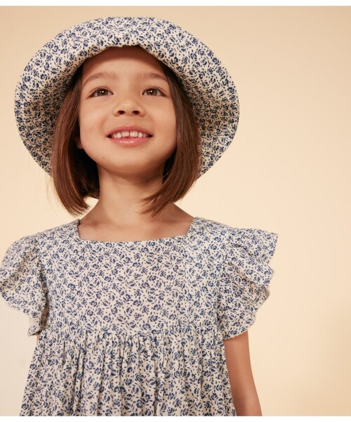 PETIT BATEAU（プチバトー） ワンピース ダブルガーゼフラワープリント