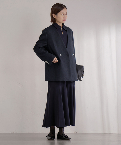 IENA（イエナ） ジャケット ノーカラージャケット ＆NAVY ツィーディー