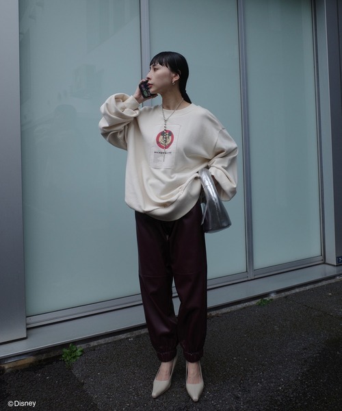 Ameri（アメリ） パンツ Disney MICKEY TAG SYNTHETIC LEATHER PANTS