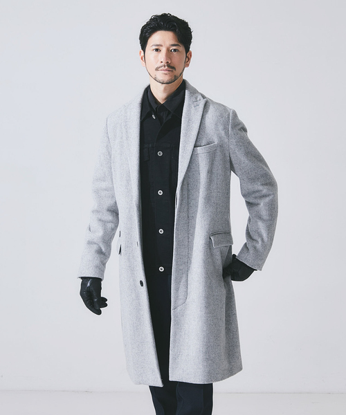 5351 POUR LES HOMMES チェスターコート コート ピークドラペル