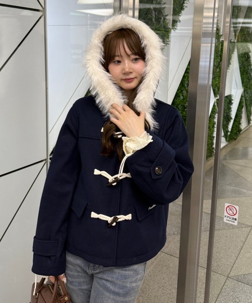 ANOTHER BRANCH OLIVE des OLIVE ダッフルコート コート ファー付き